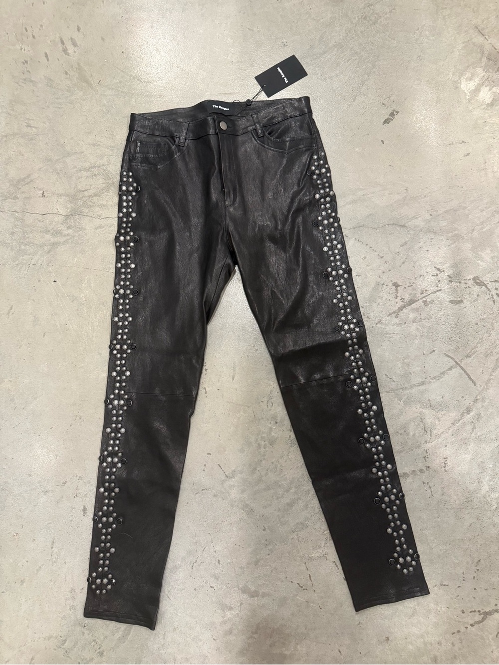 The Kooples Leather Black Stud-Embellished Skinny Jeans